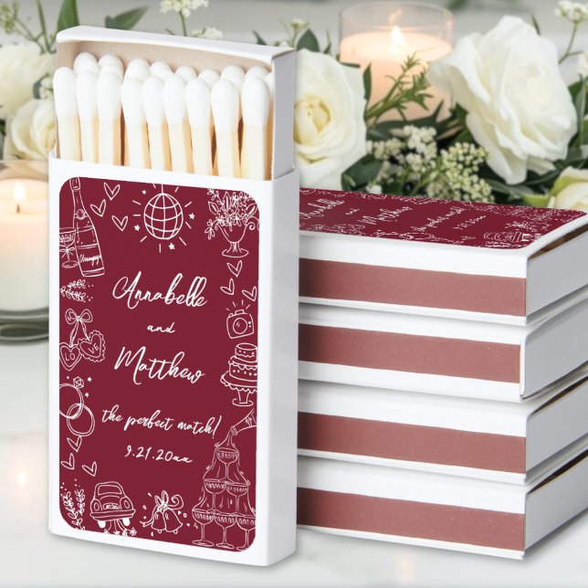 Perfect Match Drawn Red Wedding Matchbox Favors (Perfect Match Drawn Red Wedding Matchbox Favors )