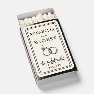 Perfect Match Drawn Vintage Wedding Matchbox Favor