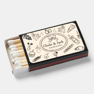 Perfect Match Drawn Vintage Wedding Matchbox Favor