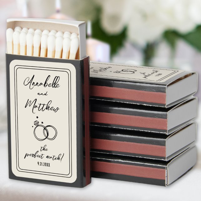 Perfect Match Drawn Vintage Wedding Matchbox Favor (Perfect Match Drawn Vintage Wedding Matchbox Favor)