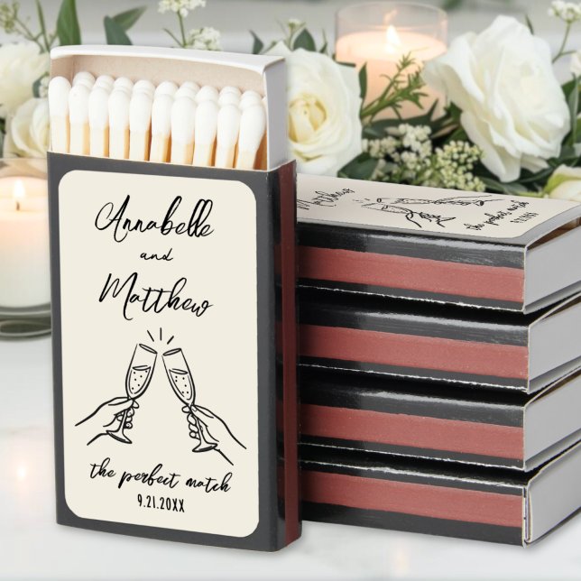 Perfect Match Drawn Vintage Wedding Matchboxes (Perfect Match Drawn Vintage Wedding Matchboxes)