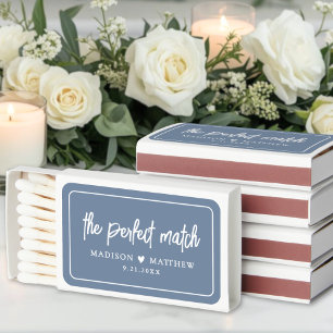 Perfect Match Dusty Blue Wedding Matchbox