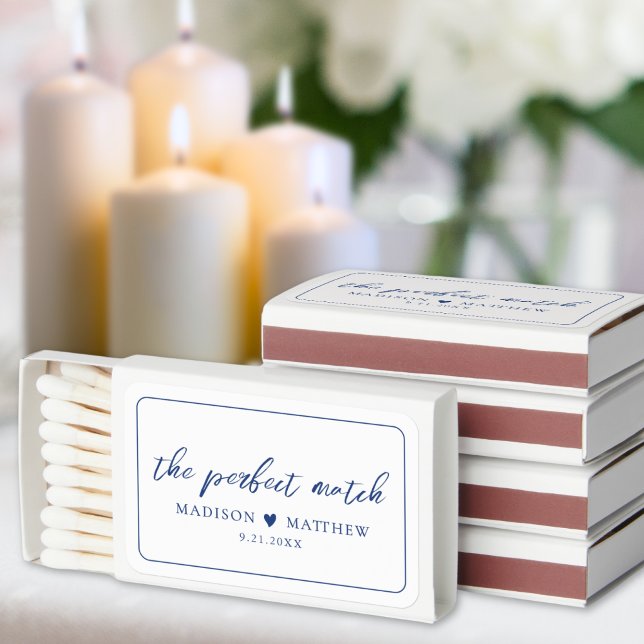 Perfect Match Elegant Blue Wedding Matchbox Favors (Perfect Match Elegant Blue Wedding Matchbox Favors)