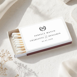 Perfect Match! Elegant Crest Monogram Matchboxes