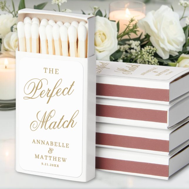 Perfect Match Elegant Gold Script Wedding Matches (Perfect Match Elegant Gold Script Wedding Matches)