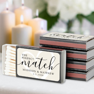 Perfect Match Elegant Heart Wedding Matchboxes