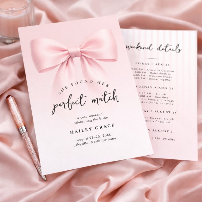 Perfect Match Elegant Minimal Bachelorette Weekend Invitation (Creator Uploaded)