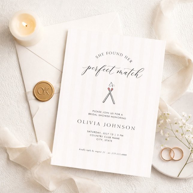 Perfect Match Elegant Modern Stripe Bridal Shower Invitation (Creator Uploaded)