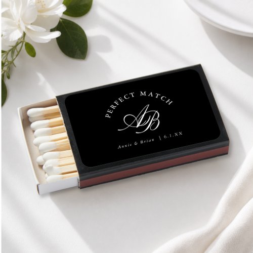 Perfect Match! Elegant Monogram Black White Matchboxes