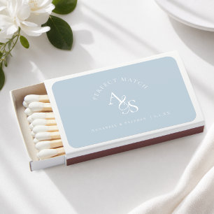 Perfect Match! Elegant Monogram Blue White Matchboxes