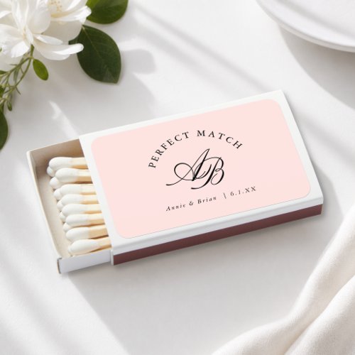 Perfect Match! Elegant Monogram Blush Pink Matchboxes