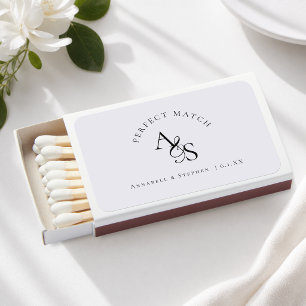Perfect Match! Elegant Monogram Gray Matchboxes
