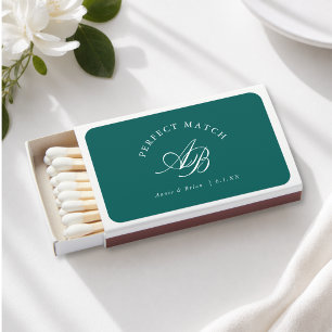 Perfect Match! Elegant Monogram Green Matchboxes