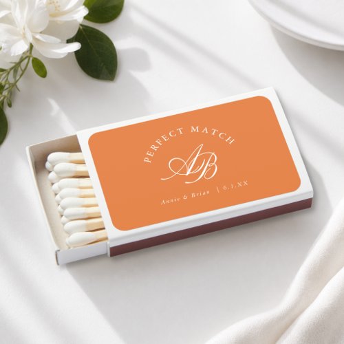 Perfect Match! Elegant Monogram Orange Matchboxes