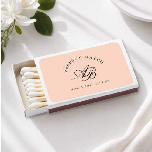 Perfect Match! Elegant Monogram Peach Matchboxes