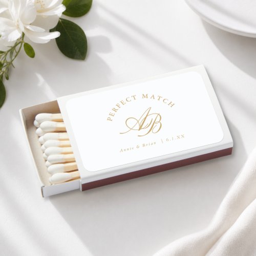 Perfect Match! Elegant Monogram White Matchboxes