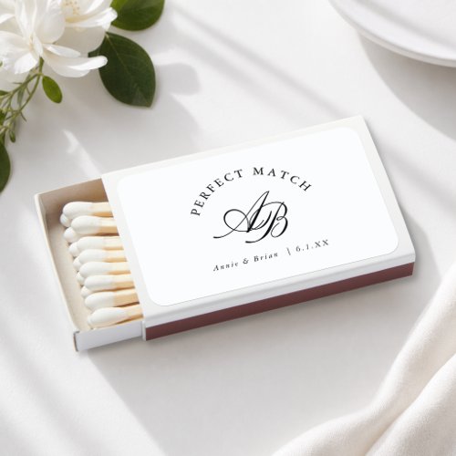 Perfect Match! Elegant Monogram White Matchboxes