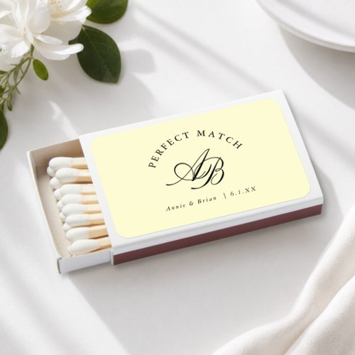 Perfect Match! Elegant Monogram Yellow Matchboxes