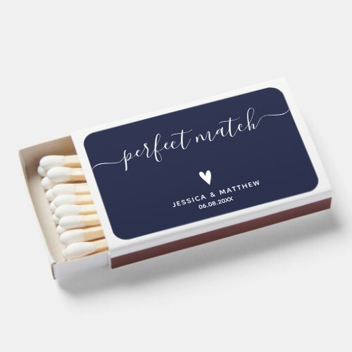 Perfect Match Elegant Navy Blue Wedding Matchboxes