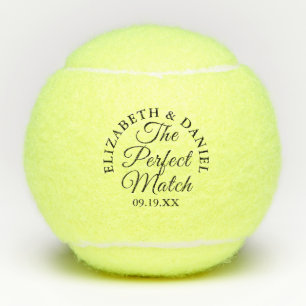 Perfect Match Elegant Script Wedding Favor Tennis Balls