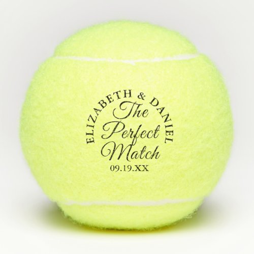 Perfect Match Elegant Script Wedding Favor Tennis Balls
