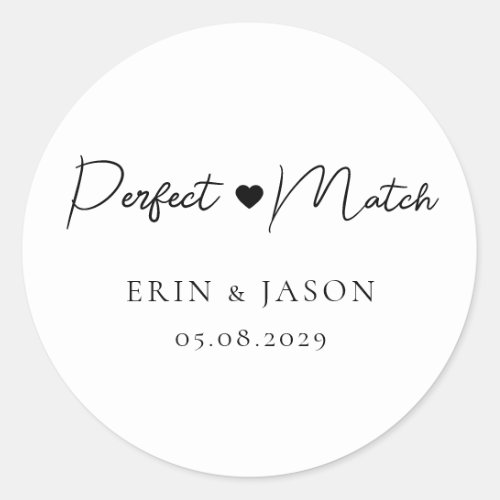 Perfect Match Elegant Simpel  Classic Round Sticker