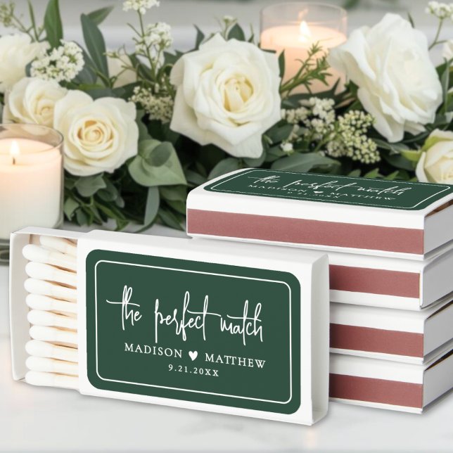 Perfect Match Emerald Green Wedding Matchbox Favor (Perfect Match Emerald Green Wedding Matchbox Favor)