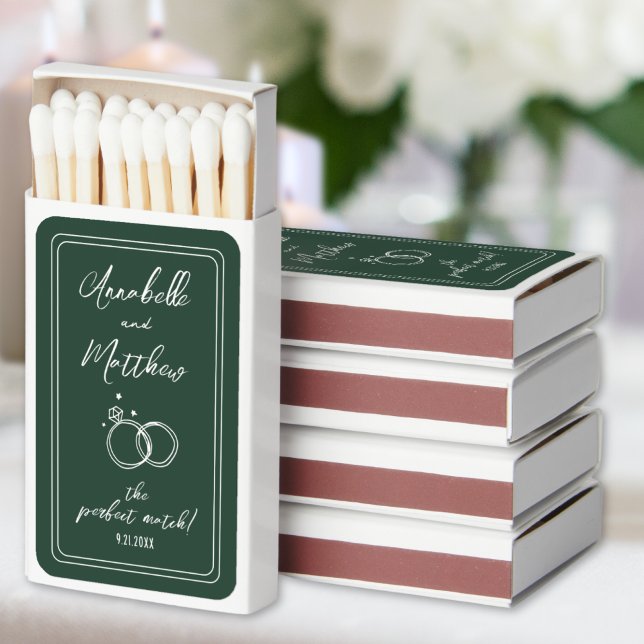 Perfect Match Emerald Green Wedding Matchbox Favor (Perfect Match Emerald Gree Wedding Matchbox Favors)