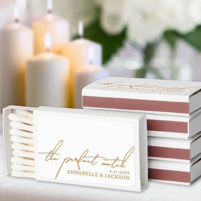 Perfect Match Gold Wedding Matchbox Favor (Perfect Match Gold Wedding Matchbox Favor )