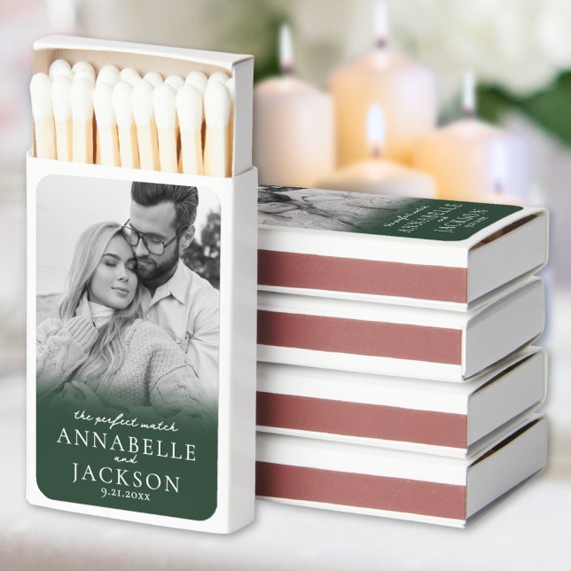 Perfect Match Green Photo Wedding Favors (Perfect Match Simple Green Photo Wedding Favors)