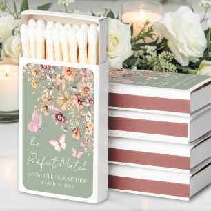 Perfect Match Green Wedding Favor Matchboxes