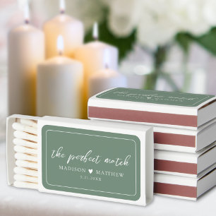 Perfect Match Green Wedding Matchbox Favor