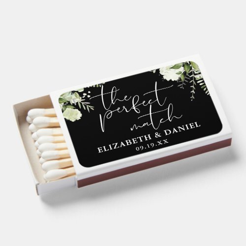 Perfect Match Greenery Black White Wedding Favor