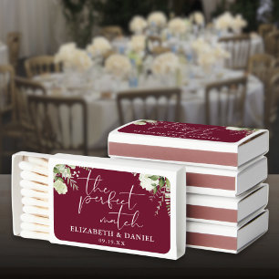 Perfect Match Greenery Burgundy Wedding Favor