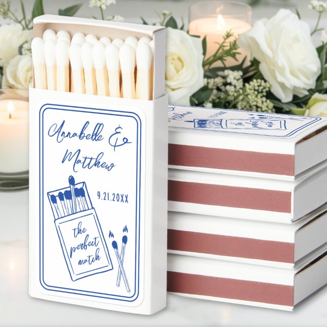 Perfect Match Hand Drawn Blue Wedding Favor (Perfect Match Hand Drawn Blue Wedding Favor)