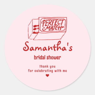 Perfect Match Hand Drawn Coquette Bridal Shower Classic Round Sticker