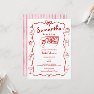 Perfect Match Hand Drawn Coquette Bridal Shower Invitation