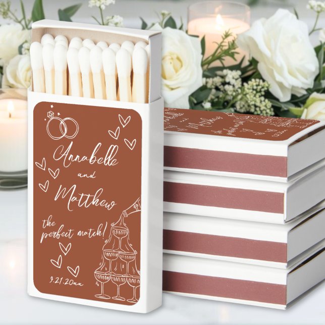 Perfect Match Hand Drawn Orange Wedding Matchbox (Perfect Match Hand Drawn Orange Wedding Matchbox )