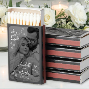 Perfect Match Hand Drawn Photo Wedding Matchboxes