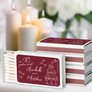 Perfect Match Hand Drawn Red Wedding Matchboxes