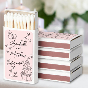 Perfect Match Hand Drawn Wedding Matchbox Favors