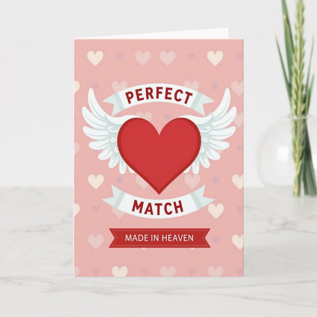 Perfect Match Hearts Pattern Love Card (Front)