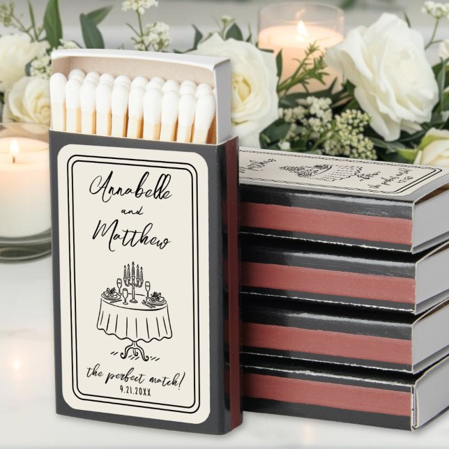 Perfect Match Illustrated Dinner Wedding Favor (The Perfect Match Hand Drawn Wedding Favor)