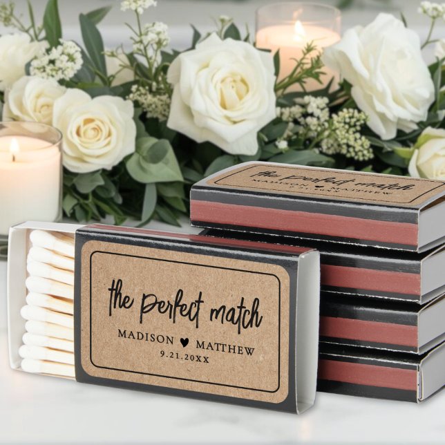 Perfect Match Kraft Wedding Favor Matchboxes (Perfect Match Kraft Wedding Favor Matchboxes)