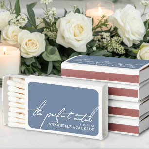 Perfect Match Light Blue Wedding Matchboxes