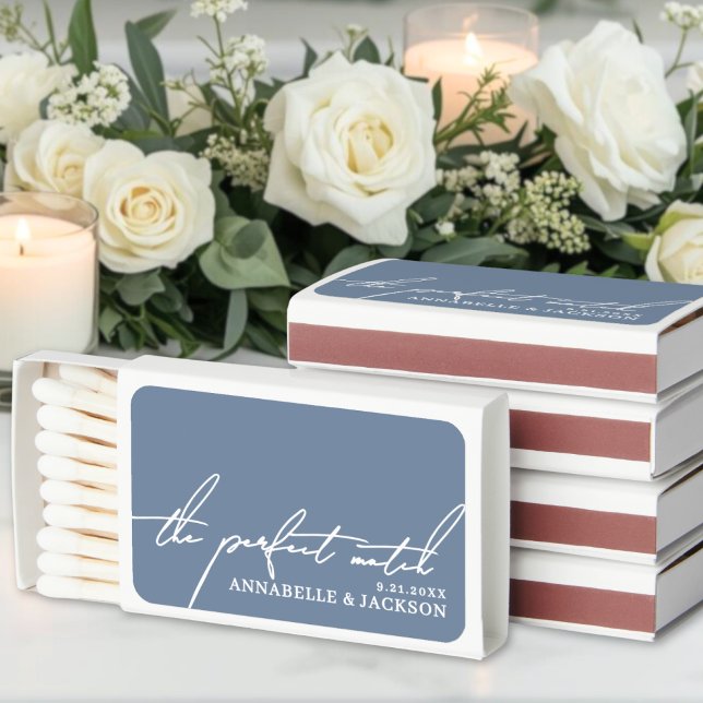 Perfect Match Light Blue Wedding Matchboxes (Perfect Match Light Blue Wedding Matchboxes )