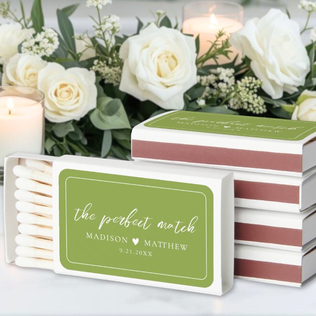 Perfect Match Lime Green Wedding Matchbox Favor (Perfect Match Lime Green Wedding Matchbox Favor )