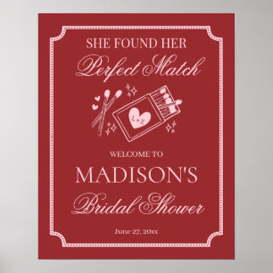 Perfect Match Made in Heaven Bridal Shower Welcome Poster