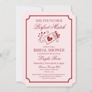 Perfect Match Made in Heaven Pink Bridal Shower Invitation