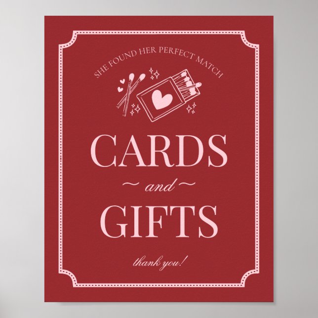 Perfect Match Matchbox Bridal Shower Cards & Gifts Poster (Front)